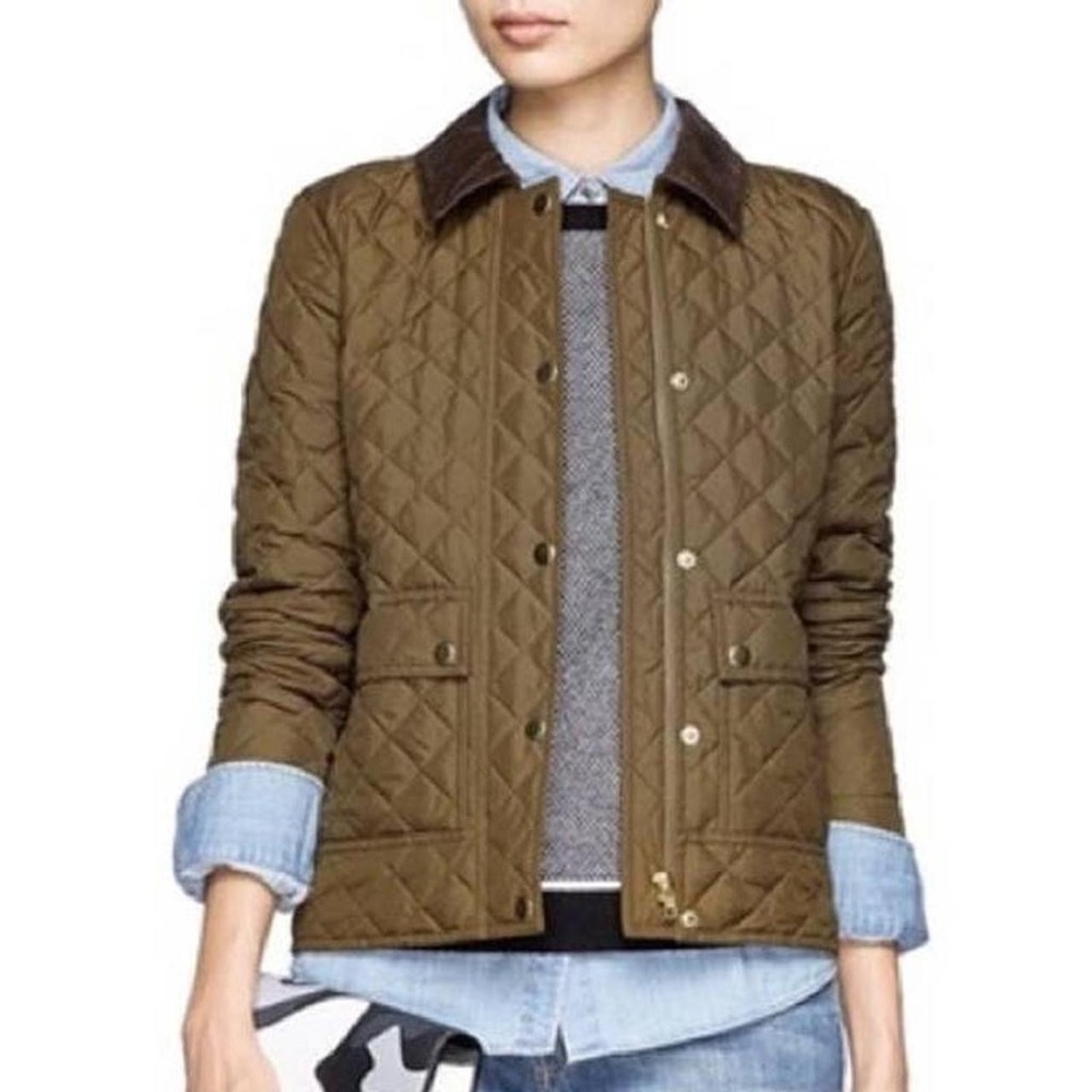 J Crew Quilted Down Feather Filled Green Jacket / Small (S)